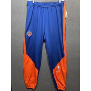 Nike New York Knicks NBA Pregame Warmup Button Sweatpants Blue MEN Size L Tall